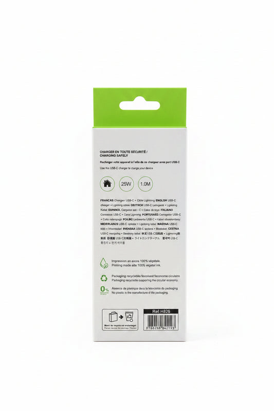 CHARGEUR IHOWER ADAPTATEUR USB-C + CABLE LIGHTNING 25W H826