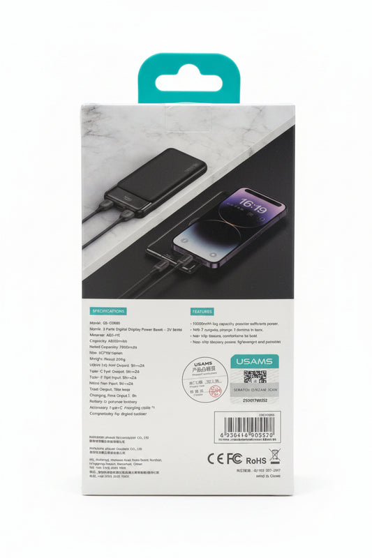 Power Bank USAMS 10000mah 3 Ports
