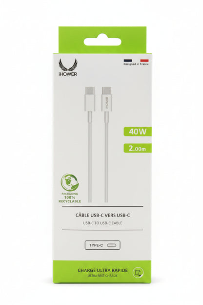 CÂBLE iHOWER USB-C VERS USB-C (2m)