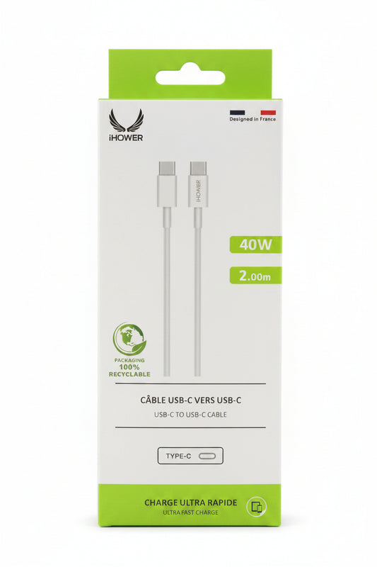 CÂBLE iHOWER USB-C VERS USB-C (2m)