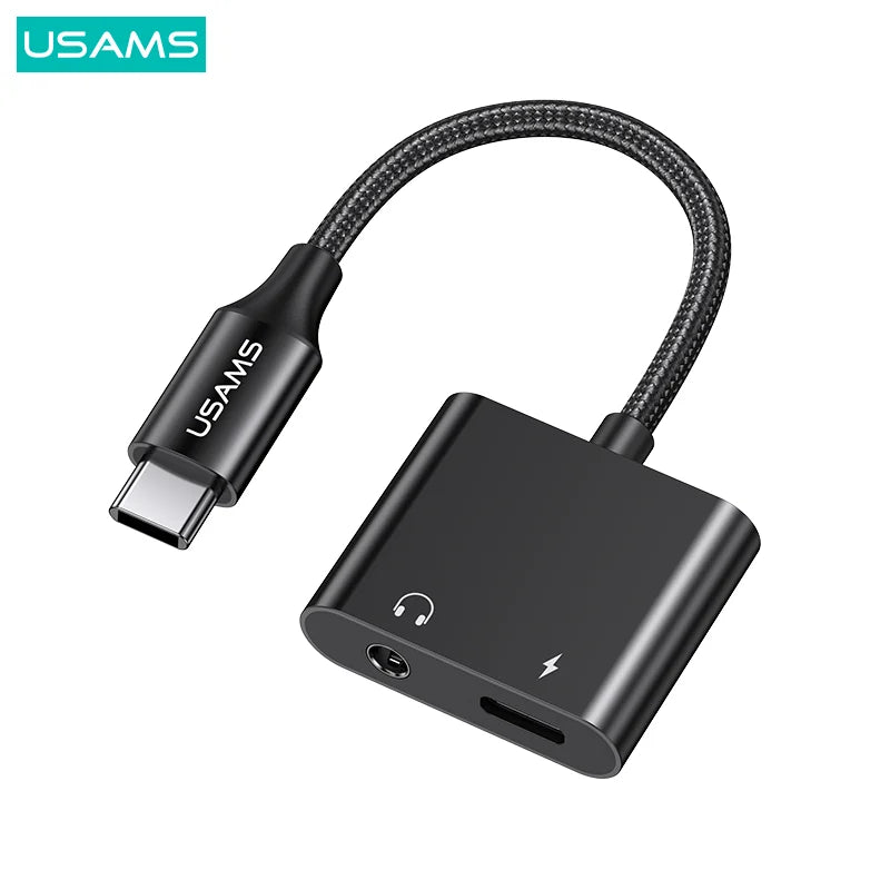 Adaptateur Audio Usams Usb-c to jack 3.5 PD Charge 60w