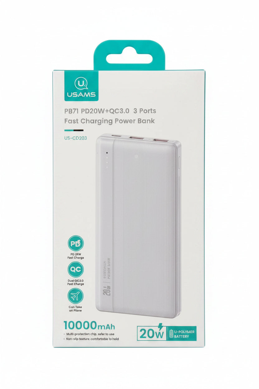 Power Bank USAMS 10000 3 Ports PD 20W