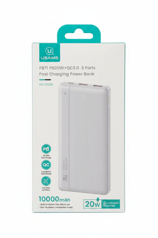 Power Bank USAMS 10000 3 Ports PD 20W