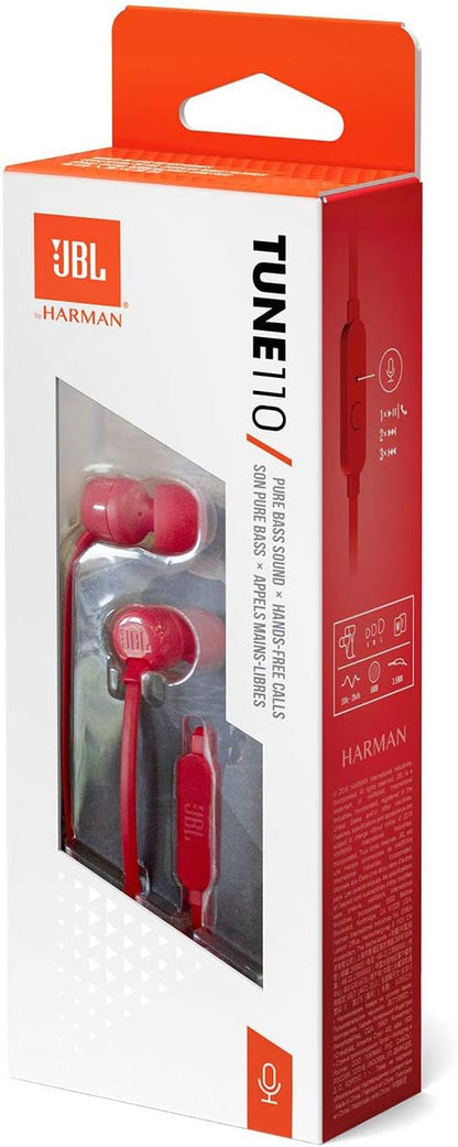 JBL TUNE 110 Écouteurs Intra-auriculaires (Rouge)