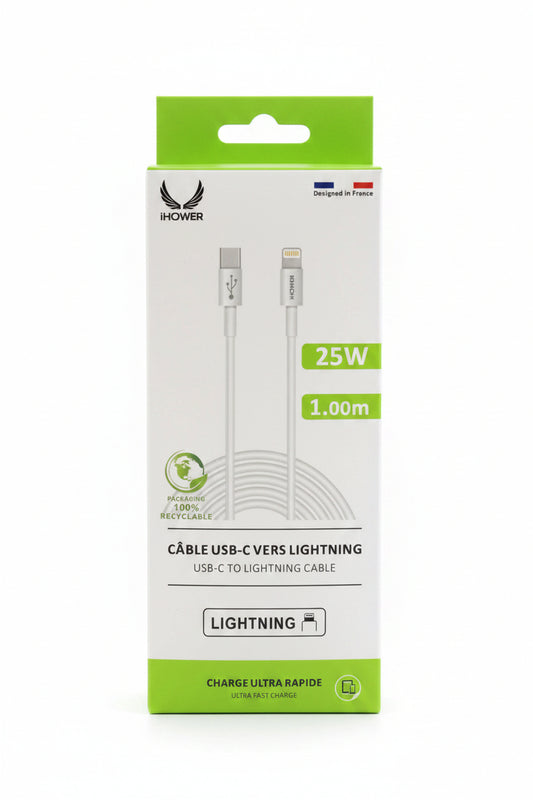 CABLE IHOVER USB-C VERS LIGHTNING 1M