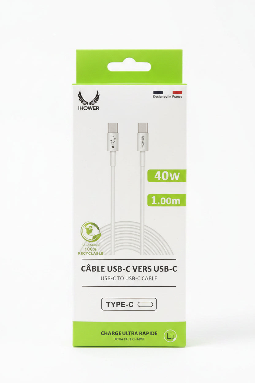 CABLE IHOWER USB-C VERS USB-C 1M