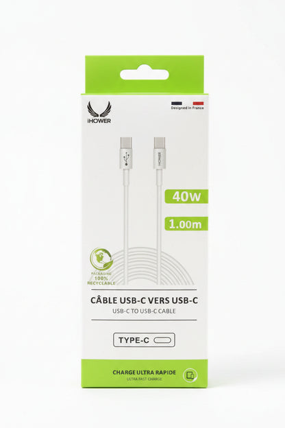 CABLE IHOWER USB-C VERS USB-C 1M
