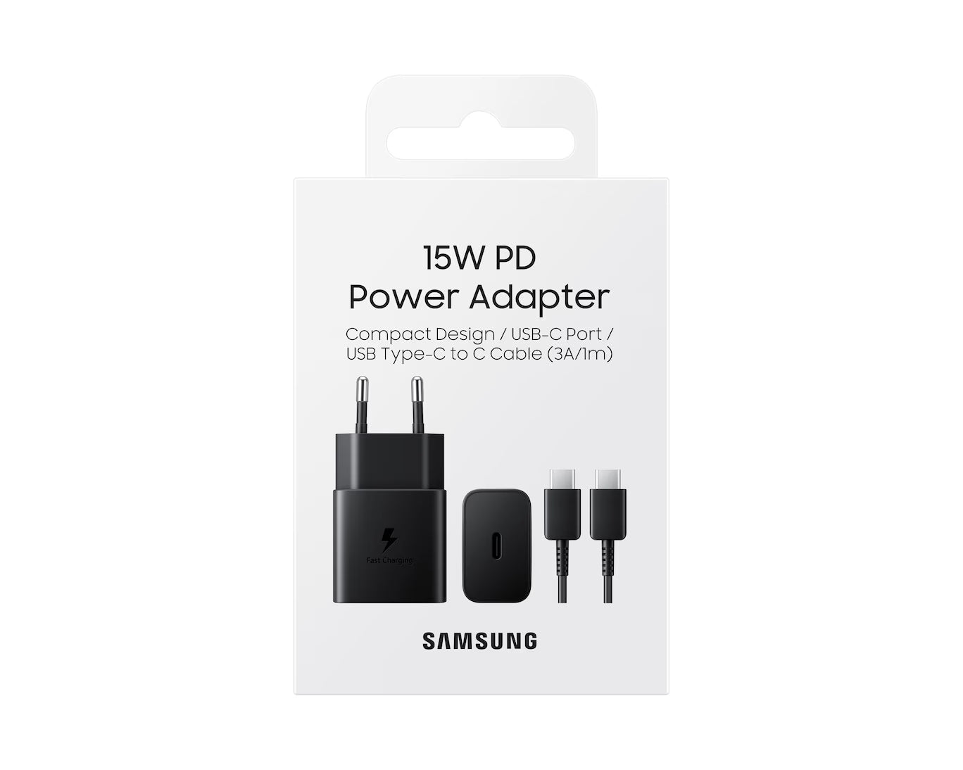SAMSUNG Pack Chargeur 15W + Câble USB-C (Noir)