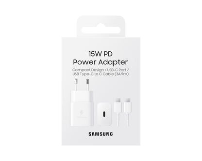 SAMSUNG Pack Chargeur 15W + Câble USB-C (Blanc)